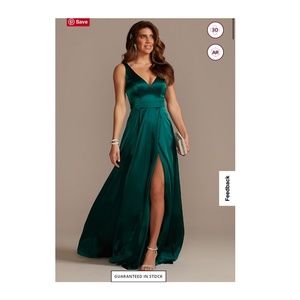 Charmeuse Tank V-Neck Bridesmaid Dress with Slit